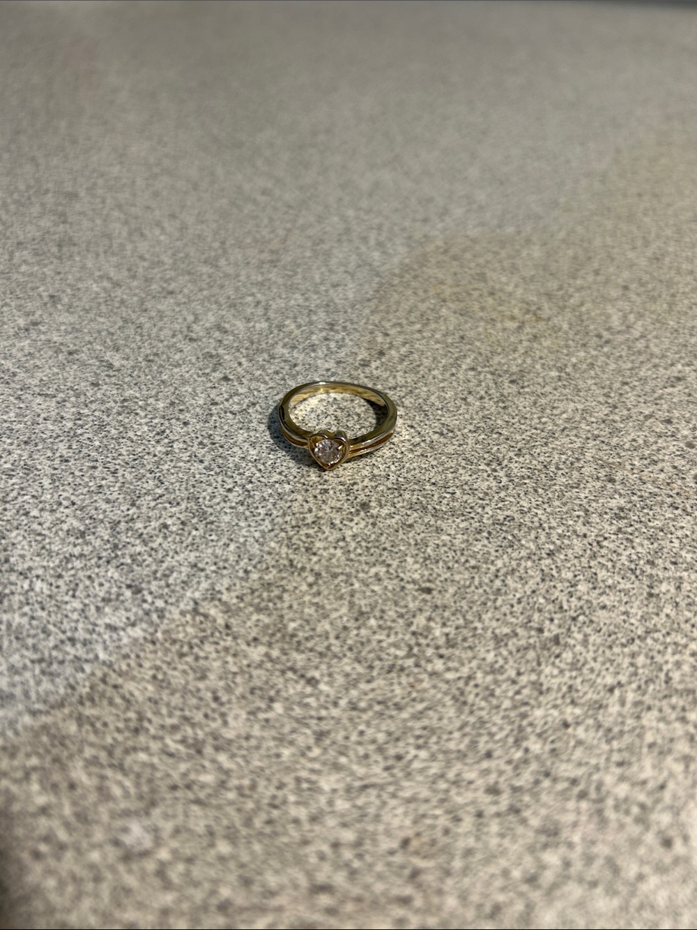 Gold Heart Solitaire Ring with Clear Stone - Women Jewelry